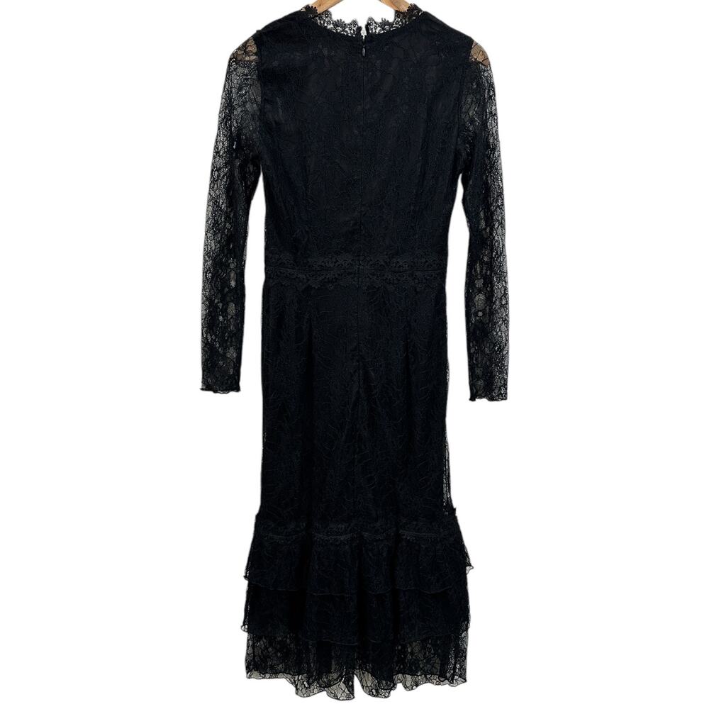 NWT Rachel Parcell Lace Tiered Midi Dress In Black - Picture 7 of 7